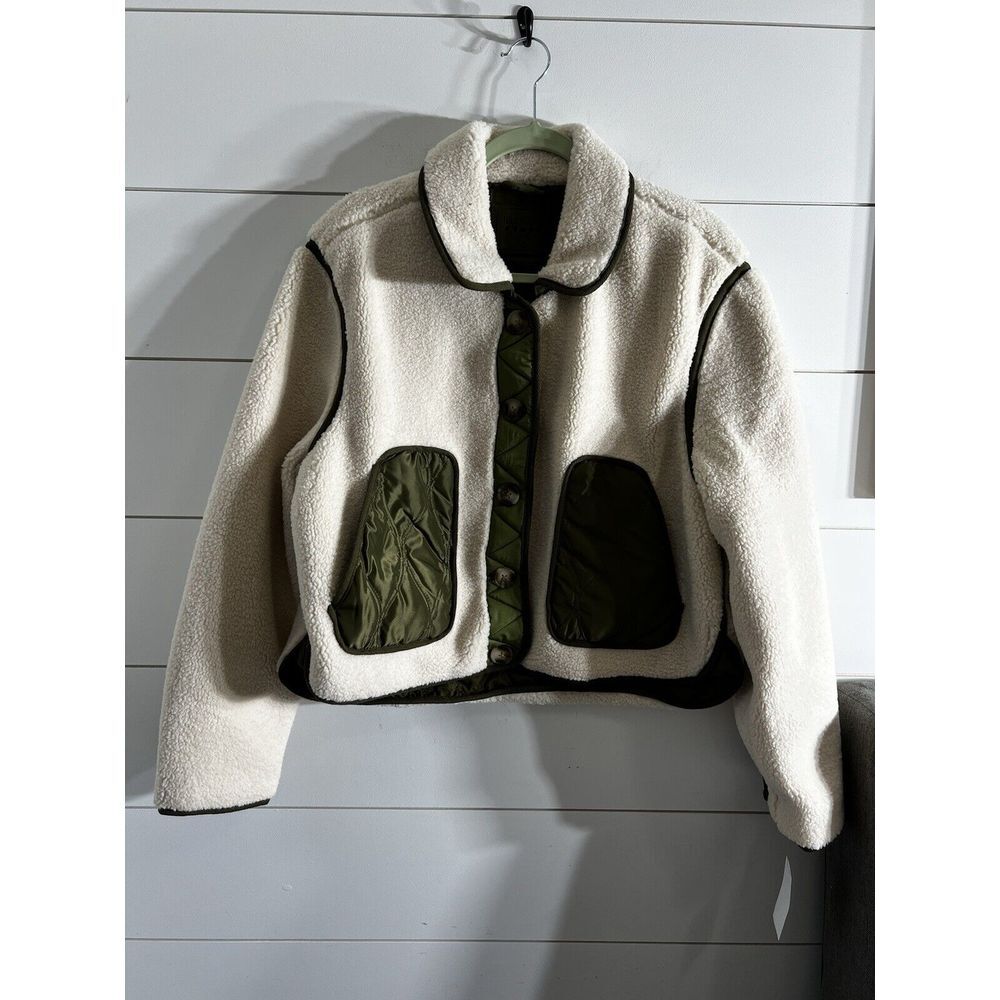Blank NYC Cream and Green Teddy Jacket - Picture 3 of 9